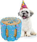 Dog Birthday Cake - Rice Cake Dessert with Human Grade Ingredients - Happy Birthday Treat for Puppy (5"x5"x5", Blue)