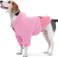 Nanaki Large Dog Hoodie with Pocket-Long Sleeves Fleece Sweater Adjustable Half-Zipperd Collar-Comfort Stretchy Dog Sweatshirt Hooded for Beagle, Warm Pullover Jacket Fall Winter Coat Pink, L