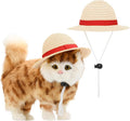 Beautyflier Pet Straw Hat Party Decorations Halloween Cosplay Cap Puppy Pet Dog Cat Holiday Costume for Small Dog Cat (Beige, 2PCS)
