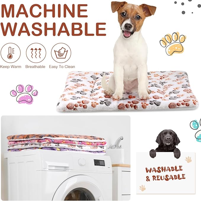 Tuanse 4 Pack Ultra Soft Dog Cat Bed Mat Small Animal Guinea Pig Bed with Cute Print Reversible Fleece Dog Crate Kennel Pad Cozy Washable Thickened Hamster Pet Beds Mat(30 x 22 Inches,Vivid Color)