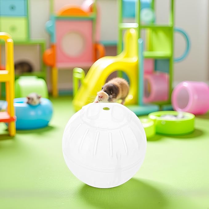 White-Transparent Silent Exercise Ball,Plastic Spinner Hamster Running for Sugar Gliders Small Mice Gerbils Hamster,Exercise Ball Small Animals,Diameter 10 cm