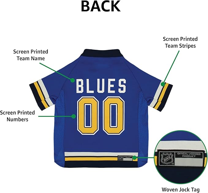 NHL St.Louis Blues Jersey for Dogs & Cats, Medium. - Let Your Pet Be A Real NHL Fan!