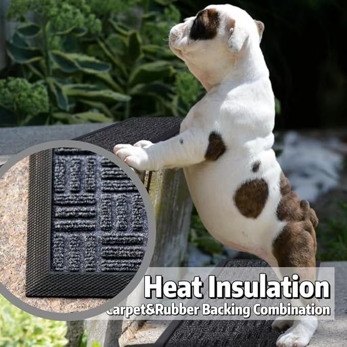 Aucuda 2pcs 8.5" x 30" Stair Treads Outdoor for Elders and Dogs on Wooden Steps, Non Slip Stair Runner Rug Heat Insulation Rubber Backing, Gray Staircase Mat Carpet for Indoor Grip Farmhouse.