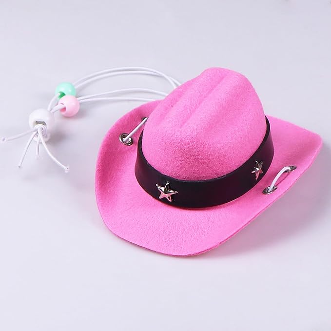 GOYOSWA Cat Cowboy Costume, Cat Halloween Costumes Funny Pet Cowboy Hat and Bandana Set for Cats Kittens Pets (Pink)