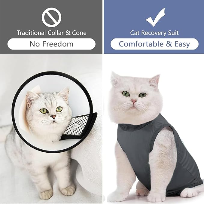 cat Recovery Suit Soft Cat Surgery Recovery Suit Female Cat Onesie for Cats After Surgery,Cone E-Collar Alternative Anti-Licking Protective Outfit Pet Surgical Recovery Pajama Suit