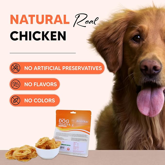 Annika Chicken Rings Dog Treats – Natural Chicken Jerky Chews, Rawhide-Free Healthy Training Treats for Small, Medium & Large Dogs, High Protein Snacks for Hip & Joint Support, 11.6 oz