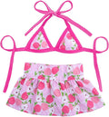 Junchl Small Dog Bikini,Summer Pet Swimsuit Puppy Bathing Dress Beach Clothes, Hawaiian Party Pet Costume Outfit for Puppy Cat Kitten Peach M