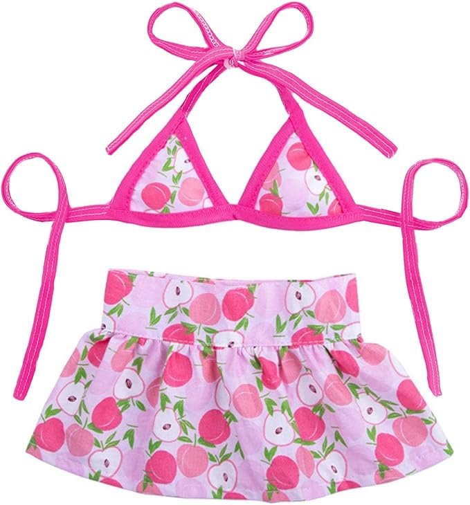 Junchl Small Dog Bikini,Summer Pet Swimsuit Puppy Bathing Dress Beach Clothes, Hawaiian Party Pet Costume Outfit for Puppy Cat Kitten Peach XS