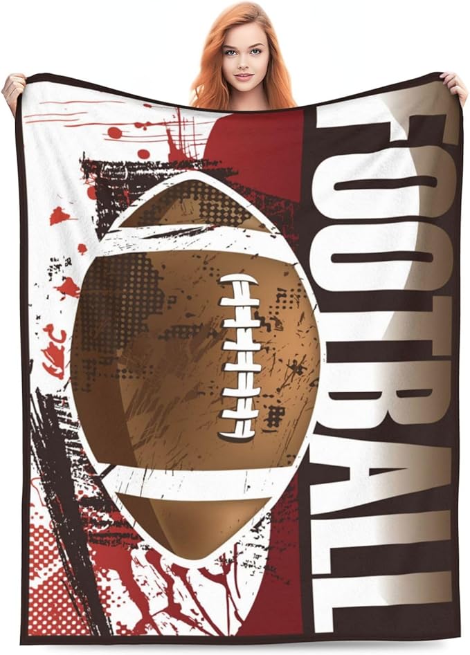 Football Blanket Sprots Gifts Throw Blankets Fleece Flannel Blanket Plush Bedding Football Stuff Room Decor Gift for Boys Girls Men Women Teens for Couch Sofa Bed 60"X50"