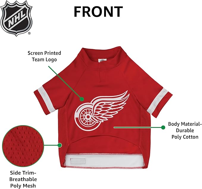 Pets First NHL Dog Jersey - Detroit Red Wings XX-Large. A Premium Big Jersey for Dogs & Cats