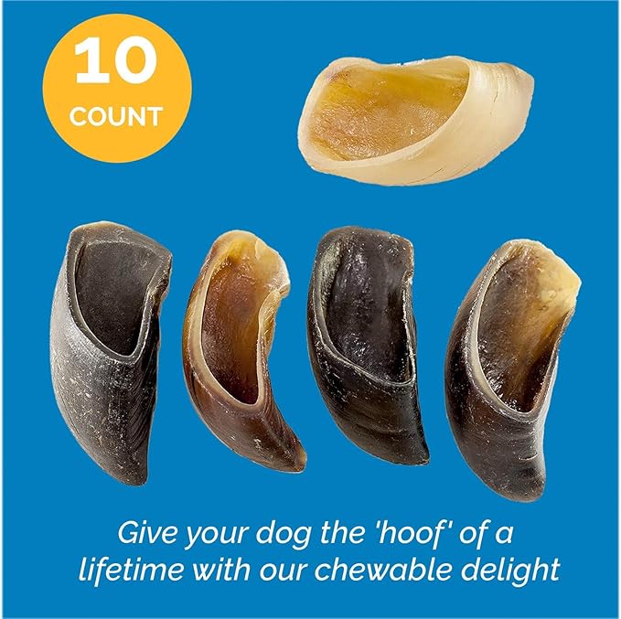 123 Treats | Cow Hooves for Dogs | 100% Natural Long Lasting Hoof Dental Dog Thick Chews, Perfect as Hooves for Dogs to chew. Made from Free Range, Grass Fed Cattle with NO Additives - (10 Count)