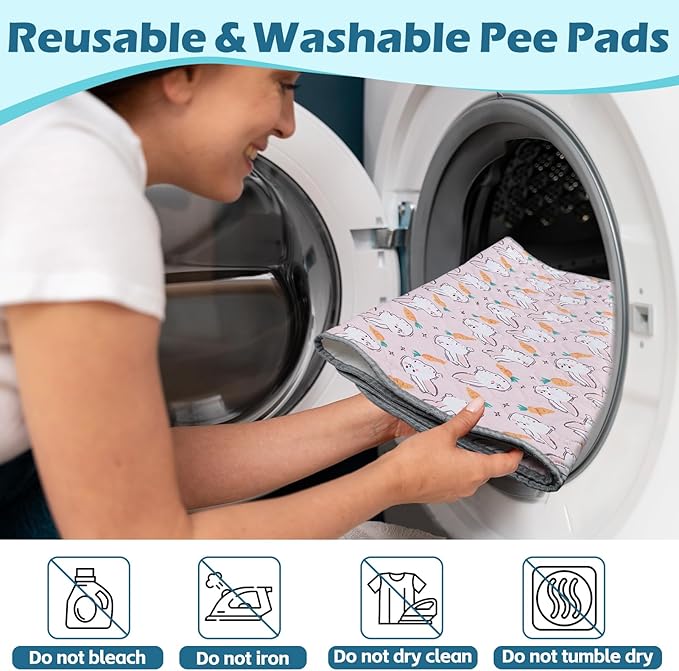 Reusable Guinea Pig Cage Liners, 24" x 18" (Pack of 2) Washable Pee Pads , Super Absorbent & Waterproof & Anti-Slip Pet Bedding Liner, Rabbit Cage Mat for Small Animals (Pink)