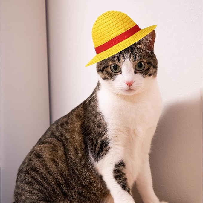 Beautyflier Pet Straw Hat Party Decorations Halloween Cosplay Cap Puppy Pet Dog Cat Holiday Costume for Small Dog Cat (Yellow)