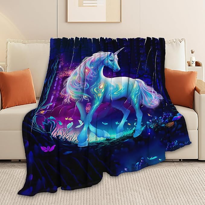 Unicorn Blanket Unicorn Throw Blanket Gifts for Girls Women Kids Adults Super Soft Cozy Plush Fluffy Fuzzy Fleece Blanket Home Decor 50''X60''