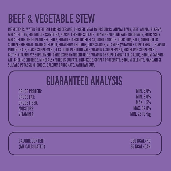 A Strong Heart Wet Dog Food Pouches, Beef & Vegetable Stew, 3.5 oz Pouches (Pack of 24), Made in The USA with Real Beef