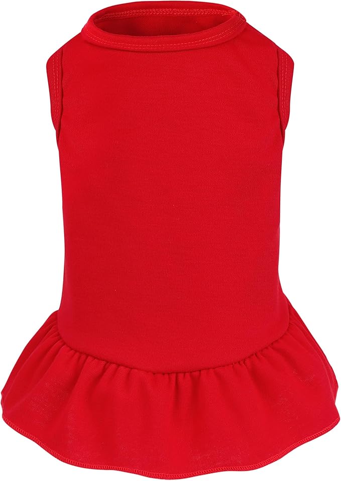 Dog Dresses Cat Skirt Solid Color Dog Clothes Summer Sleeveless Puppy Girl Clothes for Small Pet Dogs Cats (Red, Large)