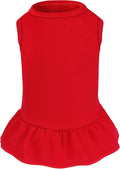 Dog Dresses Cat Skirt Solid Color Dog Clothes Summer Sleeveless Puppy Girl Clothes for Small Pet Dogs Cats (Red, Medium)