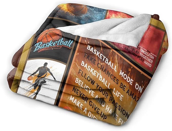 Basketball Blanket Sports Basketball Throw Blanket Gifts for Player Kids Girls Boys Adults Women Man Super Soft Cozy Plush Fluffy Fuzzy Fleece Blanket Decor 60''X80''
