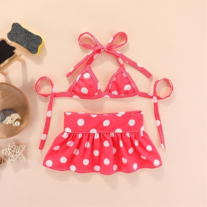 Junchl Small Dog Bikini,Summer Pet Swimsuit Puppy Bathing Dress Beach Clothes, Hawaiian Party Pet Costume Outfit for Puppy Cat Kitten Pink Polka Dots M
