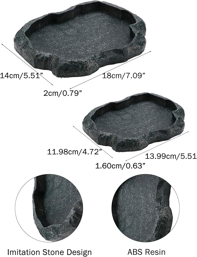 Tortoise Water Dish, 7.1 * 5.5 * 0.8in Reptile Water Dish，Reptile Food Dish Suitable for The Feeding and Watering Needs of Various Pets