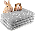 4 Pack Rabbit Bed Mat, 14" x 11" Soft Fluffy Flannel Small Pet Blanket, Washable Sleeping Pad for Guinea Pigs, Bunnies, Star Print - Grey