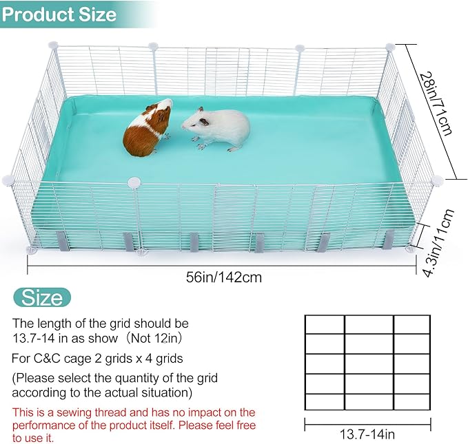 Glittme Guinea Pig Cage Liner, Waterproof Liner for Guinea Pigs, Guinea Pig Bedding with Tarp Bottom for Grid Cage, Cage Liners for Guinea Pig, Bunny, Hamster, Rabbit,Not Include Cage,56 * 28 inches