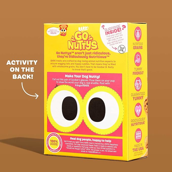 Barkbox Go Nutty - Soft-Baked Honey Peanut Treats with Natural Nutty Goodness, Nutritious Grains, No Corn, or Soy - 24oz Box