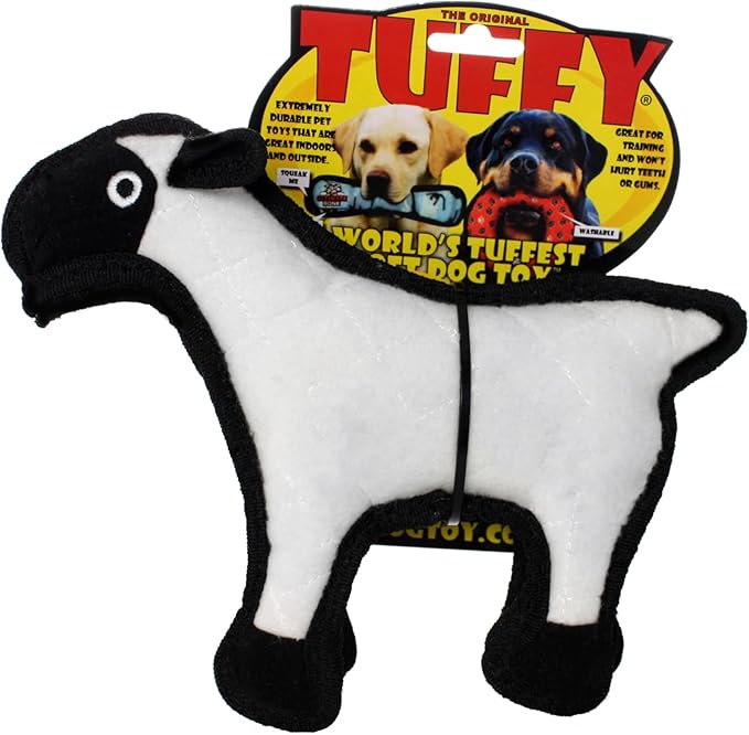 TUFFY - World's Tuffest Soft Dog Toy -Barnyard- Multiple Layers. Made Durable, Strong & Tough. Interactive Play (Tug, Toss & Fetch). Machine Washable & Floats. (Sheep, Jr 2 Pack)