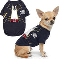 Parisian Pet Captain Sparrow Dog Costume - 100% Cotton Black Dog Clothes for Small Dogs Boys - Lightweight Puppy Outfits - Funny Chihuahua Clothes - Cute Pirate Pet Shirt - Stretchy T Shirt for Dogs