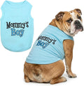 Parisian Pet Dog Shirt for Mother's Day – 100% Cotton Shirts for Large Dogs – Blue Sleeveless Puppy Clothes – Lightweight and Breathable Dog Apparel – Boy Dogs Clothes - Stretchy Mommy’s Boy Pet Shirt