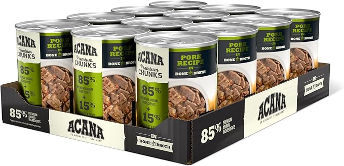 ACANA Premium Chunks in Bone Broth Grain-free Wet Dog Food Pork Recipe 12.8oz Cans (12 Count)