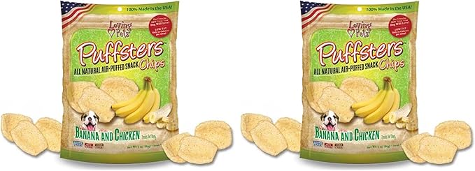 Loving Pets Puffsters Banana Chicken Treats for Dogs (4 oz) (Pack of 2)