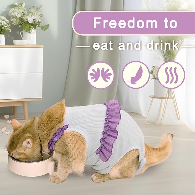 Cat Recovery Suit,Kitten Onesie After Surgery,E-Collar Alternative for Abdominal Wound and Skin Diseases,Soft Breathable Bodysuit After Spay（Pink-XL）