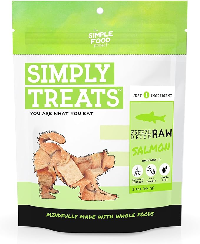 The Simple Food Project Freeze Dried Raw Dog Treats Grain Free, All Natural, with Just 1 Ingredient Salmon for Dogs Use As Training Treats for Puppies, Small, Medium, Or Large Dogs