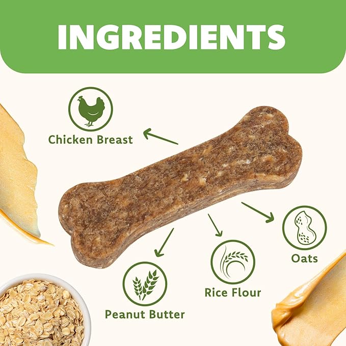 MON2SUN Dog Training Treats with Chicken, Oats & Peanut Butter – 2 Inch Crunchy Baked Bones for Small Dogs, 10.6 oz (35 Count)