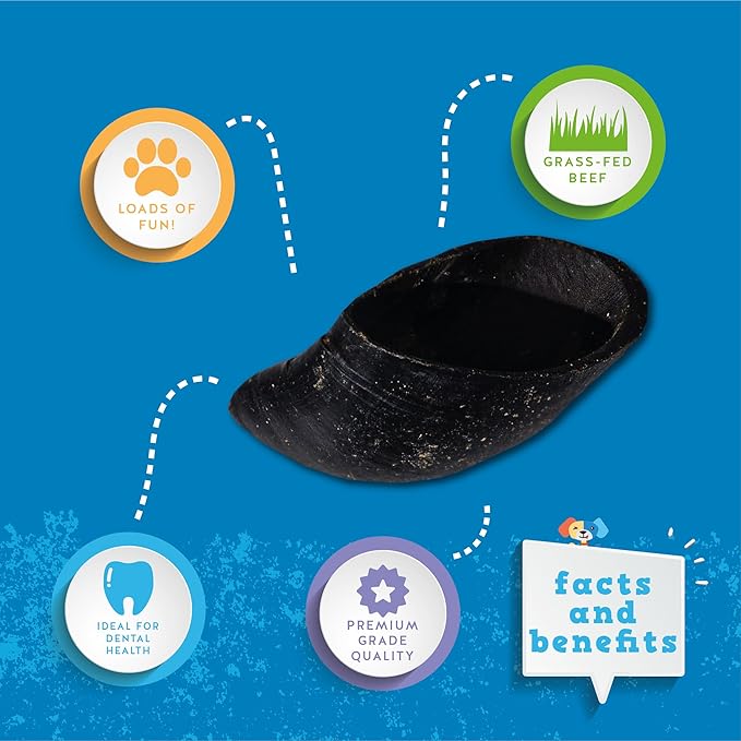 Jack & Pup Cow Hooves for Dogs, Natural Long Lasting Dog Hooves for Large and Small Breeds, Single Ingredient Cow Hoof, Dog Treats Alternative for Rawhide - 12 Pack