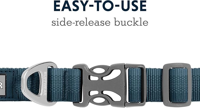 Ruffwear, Front Range Dog Collar, Adjustable Tubelok Webbing, Lightweight, Side Release Buckle, Aluminum V-Ring, Durable for Everyday Use, Blue Moon, 11"-14"