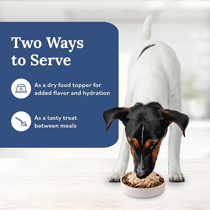 Blue Buffalo Tender Shreds Salmon & Chicken Toppers in Savory Broth, Natural Dog Food Complement, Salmon & Chicken, 2.5-oz. Pouch, 24-Count