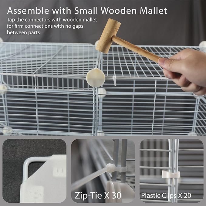 STILLCOVE Small Guinea Pig Cages Indoor, C&C Chinchilla Rat Cage Rabbit House on Wheels with Tray