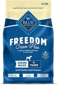 Blue Buffalo Freedom Grain-Free Senior Dry Dog Food, Provides Energy to Stay Active, Made in the USA with Natural Ingredients, Chicken & Potatoes, 24-lb Bag