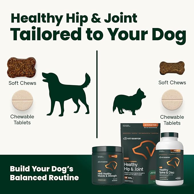 VetriScience Healthy Spine & Disc Easy-Open Capsules, Back and Spinal Support Chondroitin and Taurine Supplement for Dogs, Perfect for Dachshunds, Corgis, Frenchies, Basset Hounds & More, 180 Count