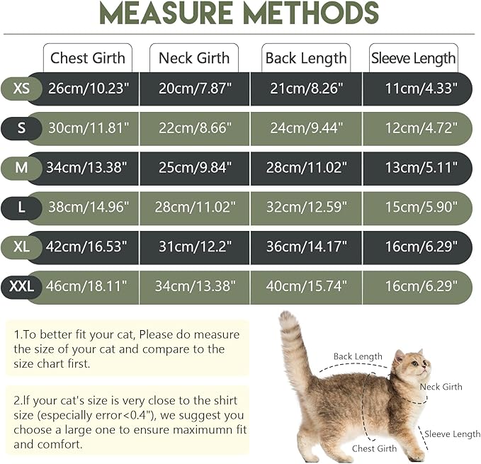 Sticky Cat Clothes Stretchy, Sphynx Hairless Sweater & Pajamas for Cats only, Soft Cat Onesie for Cats After Surgery Female Male & Hair Loss Prevention, Green M