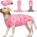 Kuoser Recovery Suit for Dogs, Comfy Dog Recovery Suit Female Doggie Onesie for Surgery, Post-Op Onesie for Female & Male Dogs, Soft Protective Wear, PinkRibbon XXL