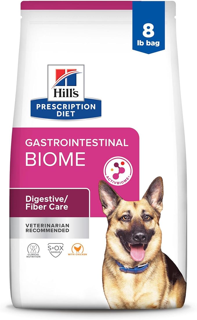 Hill's Prescription Diet Gastrointestinal Biome Digestive/Fiber Care Dry Dog Food, Chicken, 8 lb. Bag