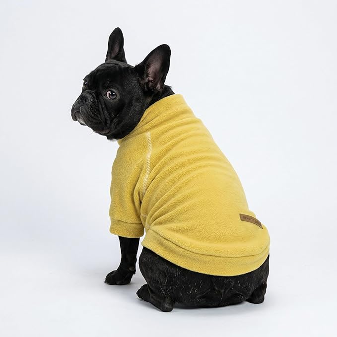 Fitwarm 3 Pack Classic Fleece Dog Sweater, Turtleneck Dog Sweatshirt, Winter Clothes for Small Dogs BoyGirl, Pet Pullover Jumper, Cat Apparel, Orange, Yellow, Coffee, Medium