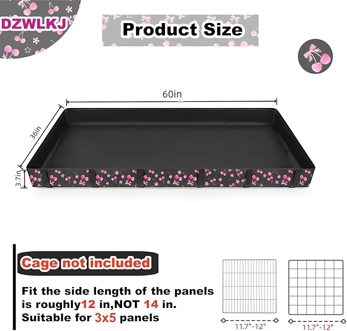 DZWLKJ Guinea Pig Cage Liner,Washable Tarp Bottom Base,Cherry Graphic,36"x60", Reusable for Rabbit, Chinchilla, Hedgehog, Ferret & Other Small Animals.