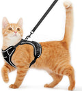 Cat Harness and Leash for Walking Escape Proof Soft Adjustable Cat Leash Breathable Comfortable Vest Easy to Wear Kitten Harness for Outdoor Travel (Black, XS (4-6lb))