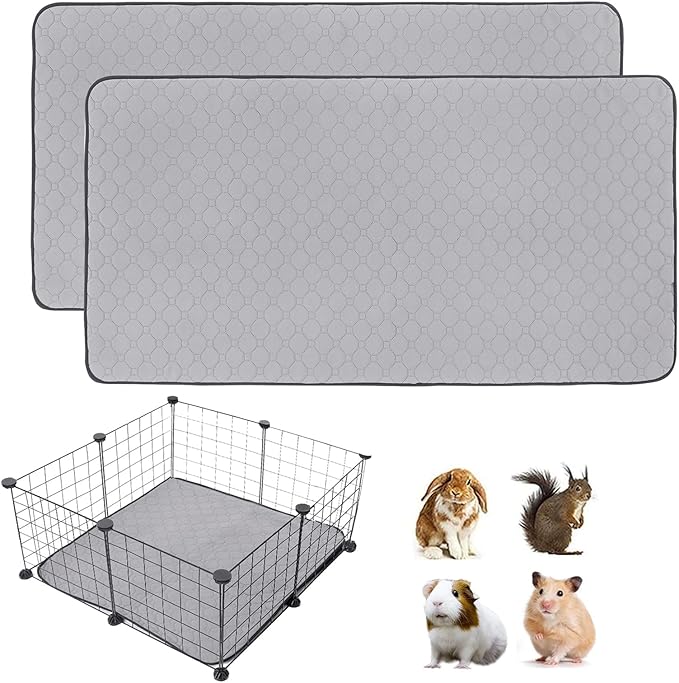 2Pack Guinea Pig Cage Liners, 24''X24'' Washable Guinea Pig Pee Pads, Non Slip Reusable Super Absorbent Guinea Pig Training Mat Bedding Fleece for Small Animals Hamster Rabbit Chinchilla Rat