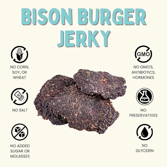 Winnie Lou Bison Burger Jerky Dog Treats – Limited Ingredient, Human Grade, Training Treats for Small, Medium & Large Dogs, USA Made, High Protein, Chews, Hypoallergenic, Sensative Stomach (2 Pack)