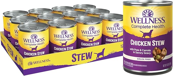 Wellness Complete Health Grain Free Canned Wet Dog Food, Chicken Stew, 12.5-Ounce Can (Pack of 12)